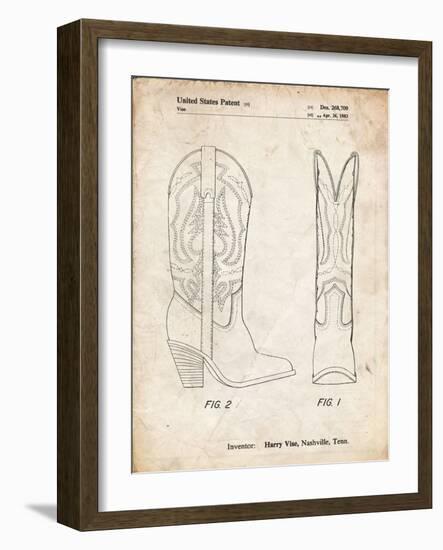 PP1098-Vintage Parchment Texas Boot Company 1983 Cowboy Boots Patent Poster-Cole Borders-Framed Giclee Print