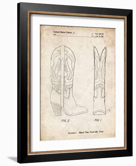 PP1098-Vintage Parchment Texas Boot Company 1983 Cowboy Boots Patent Poster-Cole Borders-Framed Giclee Print