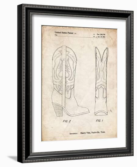 PP1098-Vintage Parchment Texas Boot Company 1983 Cowboy Boots Patent Poster-Cole Borders-Framed Giclee Print