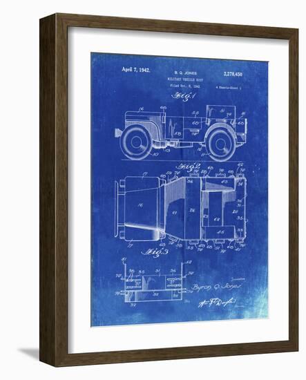 PP11 Faded Blueprint-Borders Cole-Framed Giclee Print