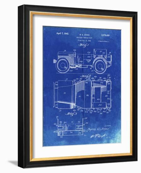 PP11 Faded Blueprint-Borders Cole-Framed Giclee Print