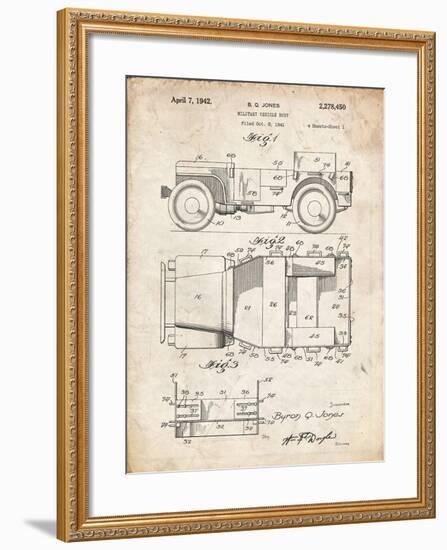 PP11 Vintage Parchment-Borders Cole-Framed Giclee Print