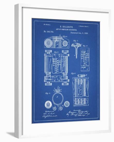 PP110-Blueprint Hollerith Machine Patent Poster-Cole Borders-Framed Giclee Print