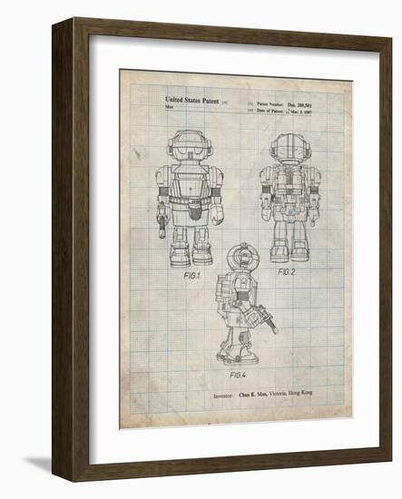 PP1101-Antique Grid Parchment Toby Talking Toy Robot Patent Poster-Cole Borders-Framed Giclee Print