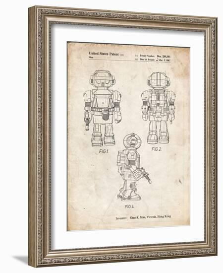 PP1101-Vintage Parchment Toby Talking Toy Robot Patent Poster-Cole Borders-Framed Giclee Print