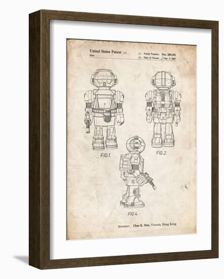 PP1101-Vintage Parchment Toby Talking Toy Robot Patent Poster-Cole Borders-Framed Giclee Print