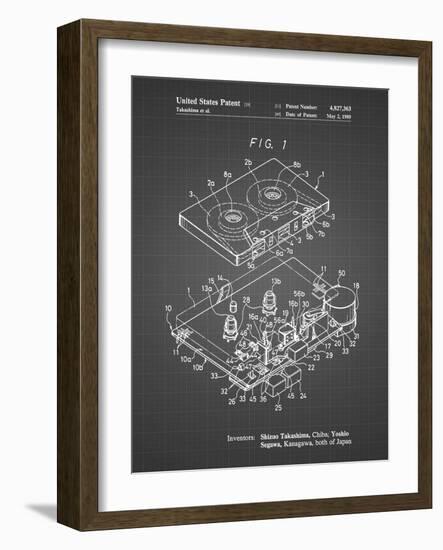 PP1104-Black Grid Toshiba Cassette Tape Recorder Patent Poster-Cole Borders-Framed Giclee Print