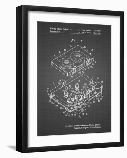 PP1104-Black Grid Toshiba Cassette Tape Recorder Patent Poster-Cole Borders-Framed Giclee Print