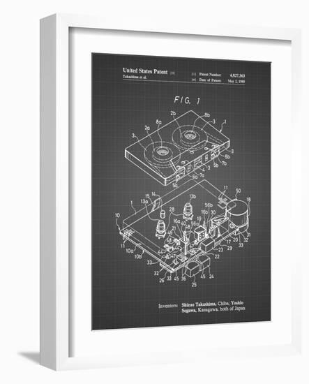 PP1104-Black Grid Toshiba Cassette Tape Recorder Patent Poster-Cole Borders-Framed Giclee Print