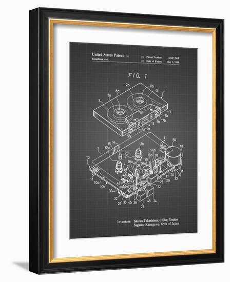 PP1104-Black Grid Toshiba Cassette Tape Recorder Patent Poster-Cole Borders-Framed Giclee Print