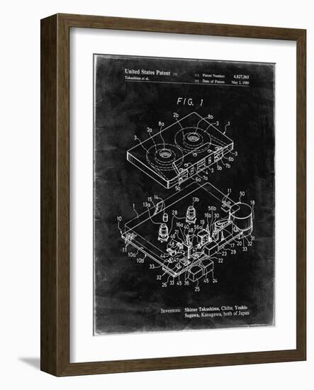 PP1104-Black Grunge Toshiba Cassette Tape Recorder Patent Poster-Cole Borders-Framed Giclee Print