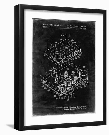 PP1104-Black Grunge Toshiba Cassette Tape Recorder Patent Poster-Cole Borders-Framed Giclee Print