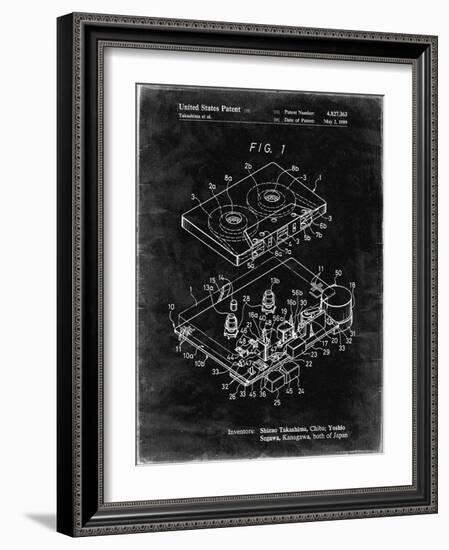 PP1104-Black Grunge Toshiba Cassette Tape Recorder Patent Poster-Cole Borders-Framed Giclee Print