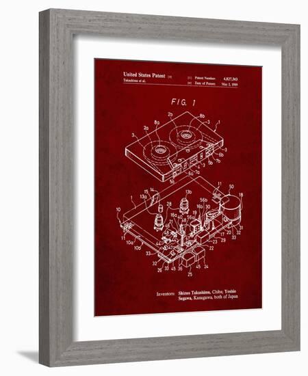 PP1104-Burgundy Toshiba Cassette Tape Recorder Patent Poster-Cole Borders-Framed Giclee Print