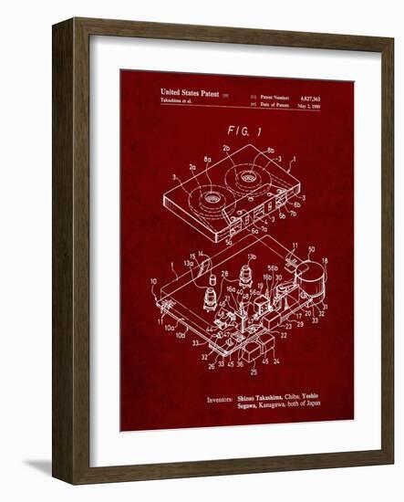 PP1104-Burgundy Toshiba Cassette Tape Recorder Patent Poster-Cole Borders-Framed Giclee Print