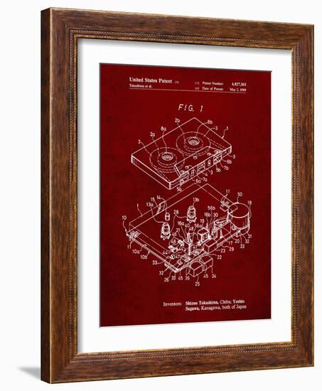 PP1104-Burgundy Toshiba Cassette Tape Recorder Patent Poster-Cole Borders-Framed Giclee Print