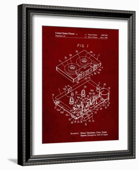 PP1104-Burgundy Toshiba Cassette Tape Recorder Patent Poster-Cole Borders-Framed Giclee Print