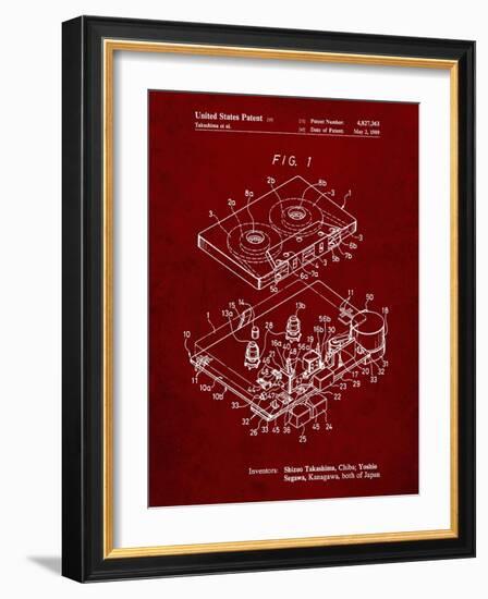 PP1104-Burgundy Toshiba Cassette Tape Recorder Patent Poster-Cole Borders-Framed Giclee Print