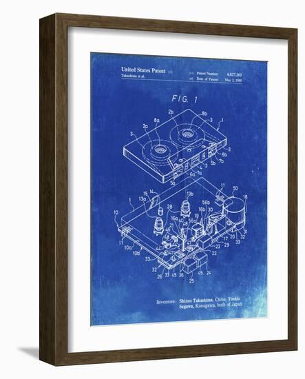 PP1104-Faded Blueprint Toshiba Cassette Tape Recorder Patent Poster-Cole Borders-Framed Giclee Print