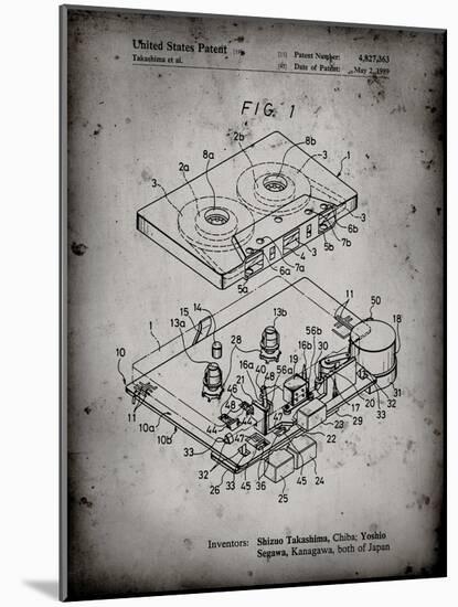 PP1104-Faded Grey Toshiba Cassette Tape Recorder Patent Poster-Cole Borders-Mounted Giclee Print