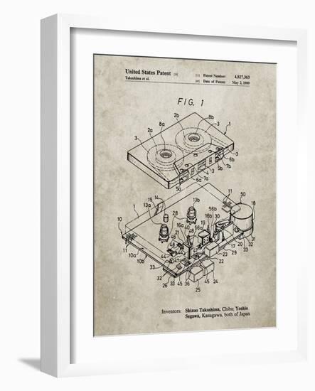 PP1104-Sandstone Toshiba Cassette Tape Recorder Patent Poster-Cole Borders-Framed Giclee Print
