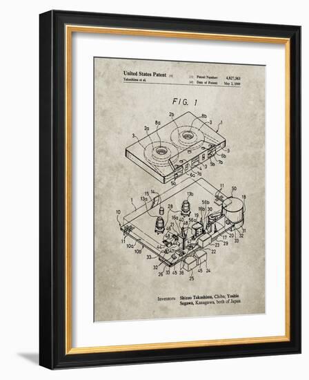 PP1104-Sandstone Toshiba Cassette Tape Recorder Patent Poster-Cole Borders-Framed Giclee Print