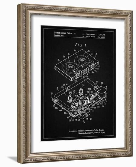 PP1104-Vintage Black Toshiba Cassette Tape Recorder Patent Poster-Cole Borders-Framed Giclee Print