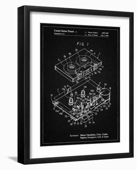 PP1104-Vintage Black Toshiba Cassette Tape Recorder Patent Poster-Cole Borders-Framed Giclee Print
