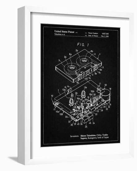 PP1104-Vintage Black Toshiba Cassette Tape Recorder Patent Poster-Cole Borders-Framed Giclee Print