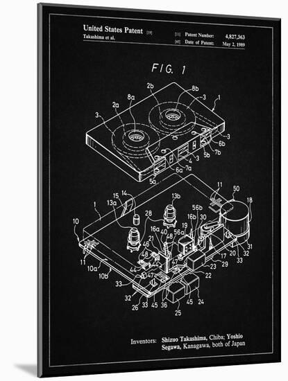PP1104-Vintage Black Toshiba Cassette Tape Recorder Patent Poster-Cole Borders-Mounted Giclee Print