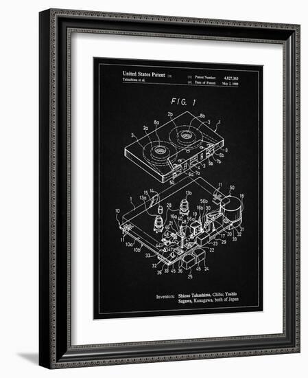 PP1104-Vintage Black Toshiba Cassette Tape Recorder Patent Poster-Cole Borders-Framed Giclee Print