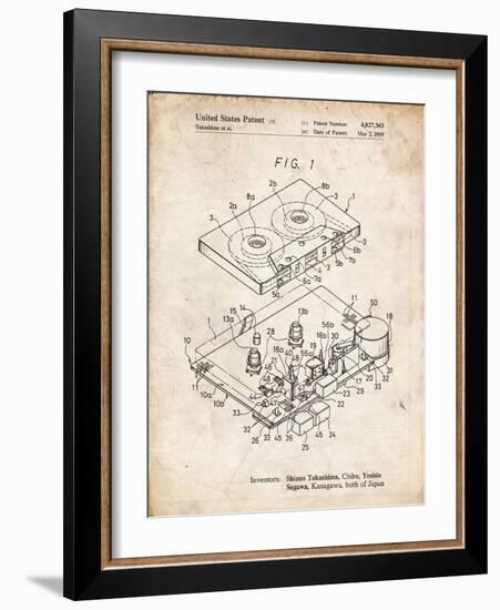 PP1104-Vintage Parchment Toshiba Cassette Tape Recorder Patent Poster-Cole Borders-Framed Giclee Print