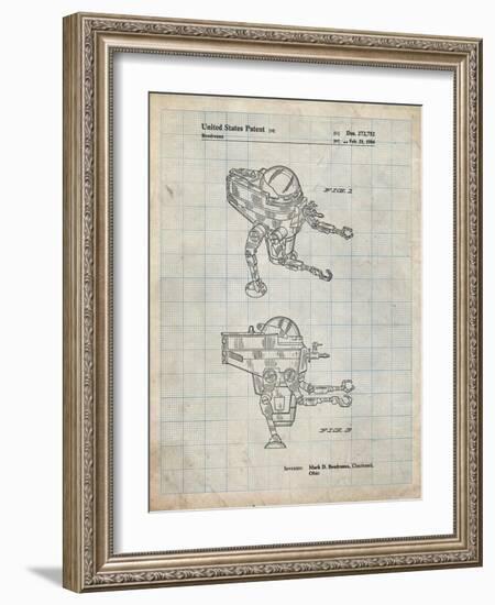 PP1107-Antique Grid Parchment Mattel Space Walking Toy Patent Poster-Cole Borders-Framed Giclee Print