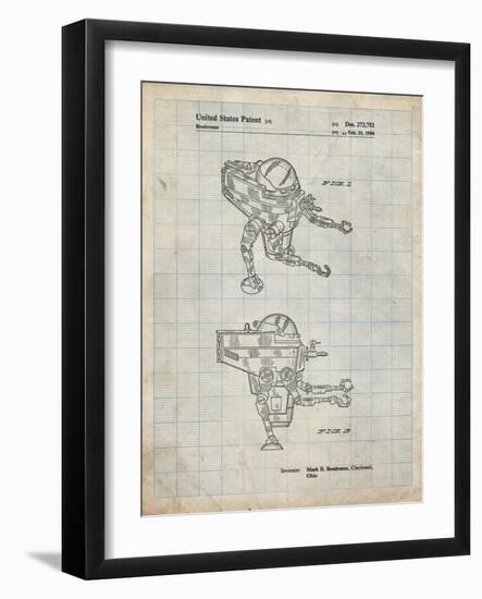 PP1107-Antique Grid Parchment Mattel Space Walking Toy Patent Poster-Cole Borders-Framed Giclee Print