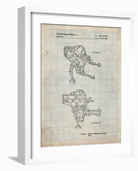 PP1107-Antique Grid Parchment Mattel Space Walking Toy Patent Poster-Cole Borders-Framed Giclee Print