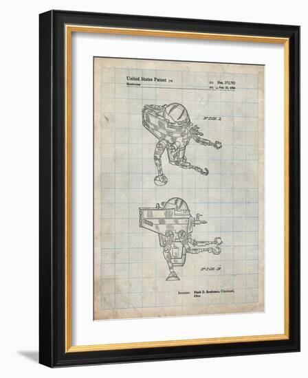 PP1107-Antique Grid Parchment Mattel Space Walking Toy Patent Poster-Cole Borders-Framed Giclee Print