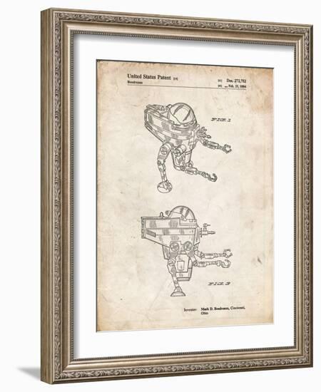 PP1107-Vintage Parchment Mattel Space Walking Toy Patent Poster-Cole Borders-Framed Giclee Print