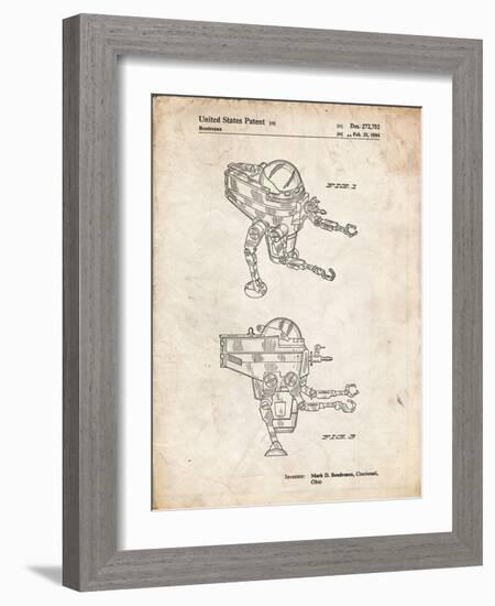 PP1107-Vintage Parchment Mattel Space Walking Toy Patent Poster-Cole Borders-Framed Giclee Print