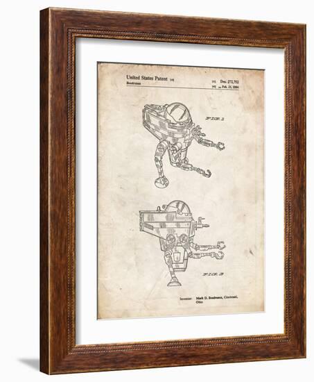 PP1107-Vintage Parchment Mattel Space Walking Toy Patent Poster-Cole Borders-Framed Giclee Print