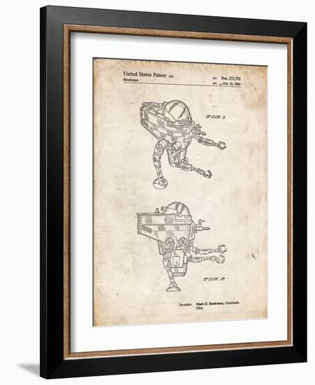 PP1107-Vintage Parchment Mattel Space Walking Toy Patent Poster-Cole Borders-Framed Giclee Print