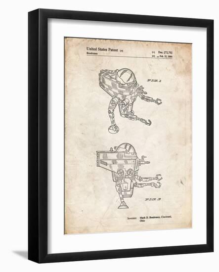 PP1107-Vintage Parchment Mattel Space Walking Toy Patent Poster-Cole Borders-Framed Giclee Print