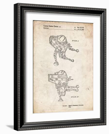 PP1107-Vintage Parchment Mattel Space Walking Toy Patent Poster-Cole Borders-Framed Giclee Print