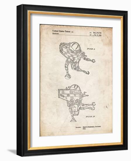 PP1107-Vintage Parchment Mattel Space Walking Toy Patent Poster-Cole Borders-Framed Giclee Print