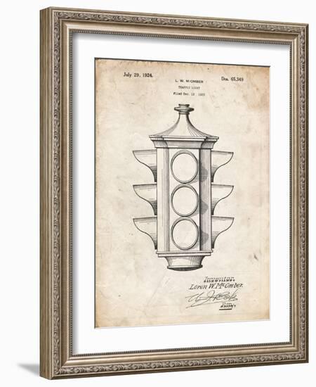 PP1109-Vintage Parchment Traffic Light 1923 Patent Poster-Cole Borders-Framed Giclee Print
