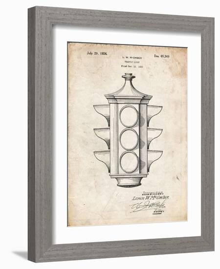 PP1109-Vintage Parchment Traffic Light 1923 Patent Poster-Cole Borders-Framed Giclee Print