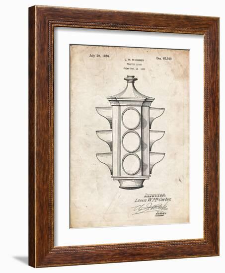 PP1109-Vintage Parchment Traffic Light 1923 Patent Poster-Cole Borders-Framed Giclee Print