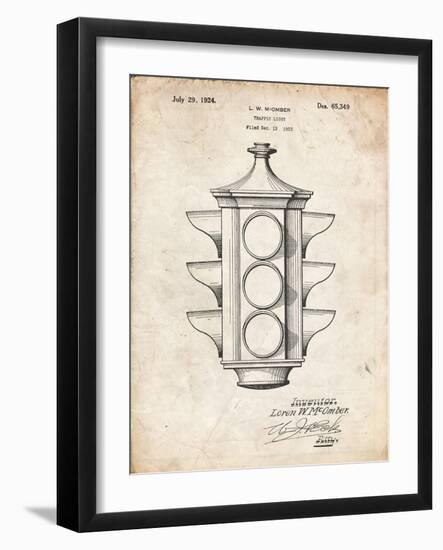 PP1109-Vintage Parchment Traffic Light 1923 Patent Poster-Cole Borders-Framed Giclee Print