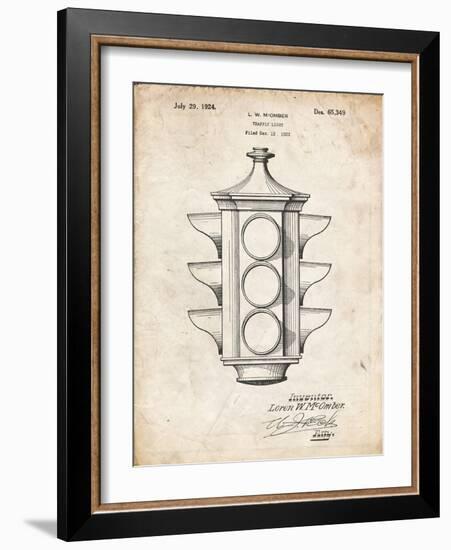 PP1109-Vintage Parchment Traffic Light 1923 Patent Poster-Cole Borders-Framed Giclee Print