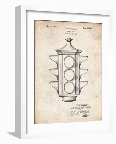 PP1109-Vintage Parchment Traffic Light 1923 Patent Poster-Cole Borders-Framed Giclee Print