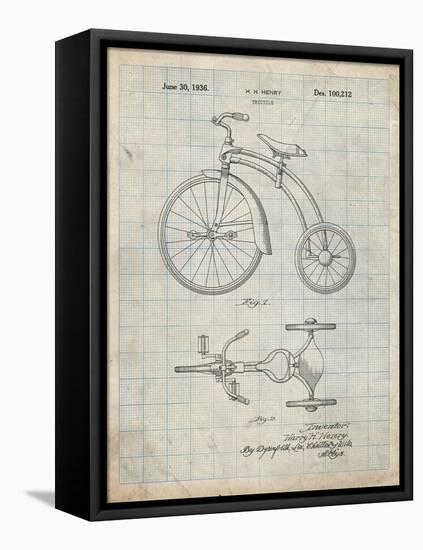 PP1114-Antique Grid Parchment Tricycle Patent Poster-Cole Borders-Framed Premier Image Canvas